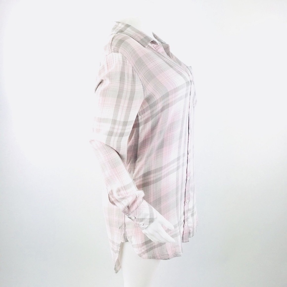 Cloth & Stone Anthropologie Pink Grey Plaid Tunic - Picture 2 of 7